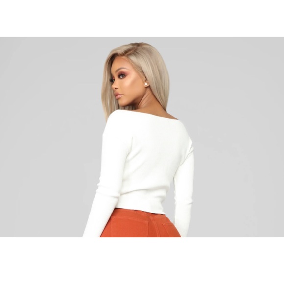 Fashion Nova Twisted Sista Ribbed Top | Cream - Picture 4 of 8